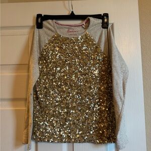 Boden Cream Sequin Knit Top